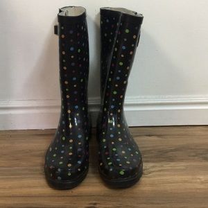 Merona Shoes - Black/Rainbow Polkadot Rain Boots Merona Shoes - Black/Rainbow Polkadot Rain Boots